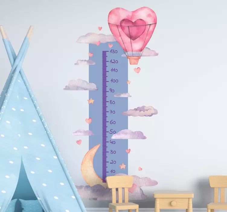 Sticker toise ballon en cœur pour mesurer la taille - TenStickers