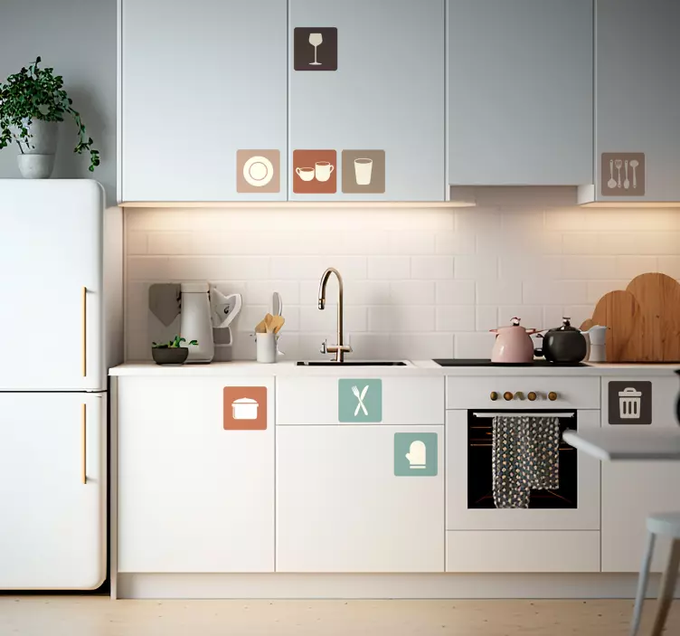 Sticker cuisine tiroirs icônes ustensiles - TenStickers