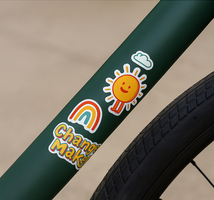 Sticker vélo monde vert - TenStickers