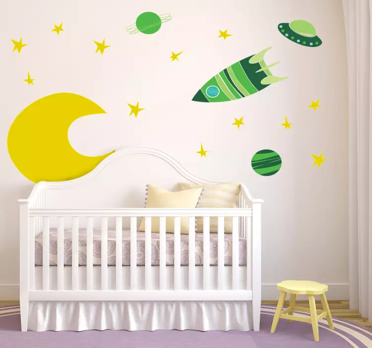 Sticker vert enfant espace - TenStickers