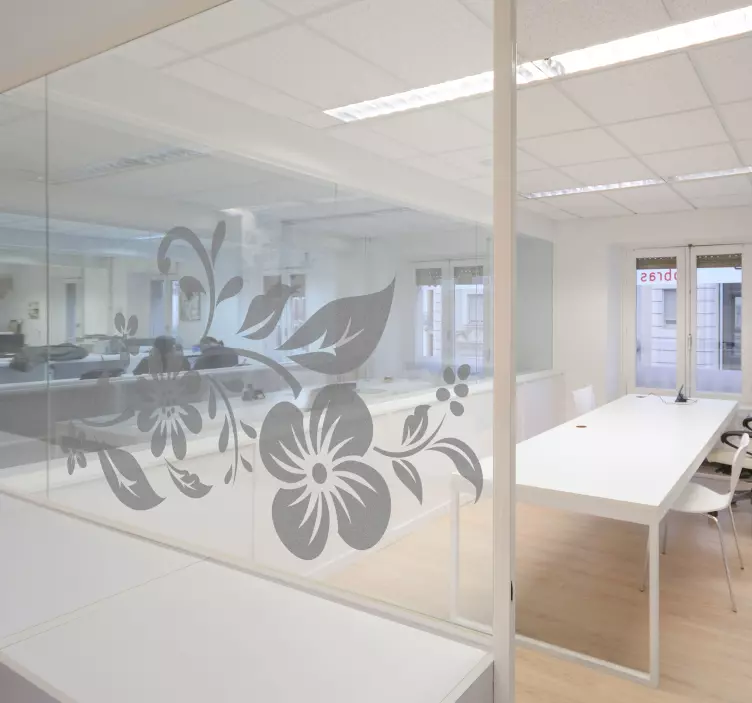 Sticker fenêtre bureau fleurs translucides - TenStickers