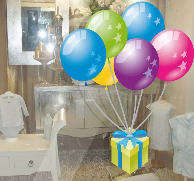Sticker vitrine ballons cadeau - TenStickers