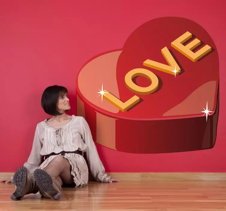 Sticker vitrine boîte en forme de coeur - TenStickers