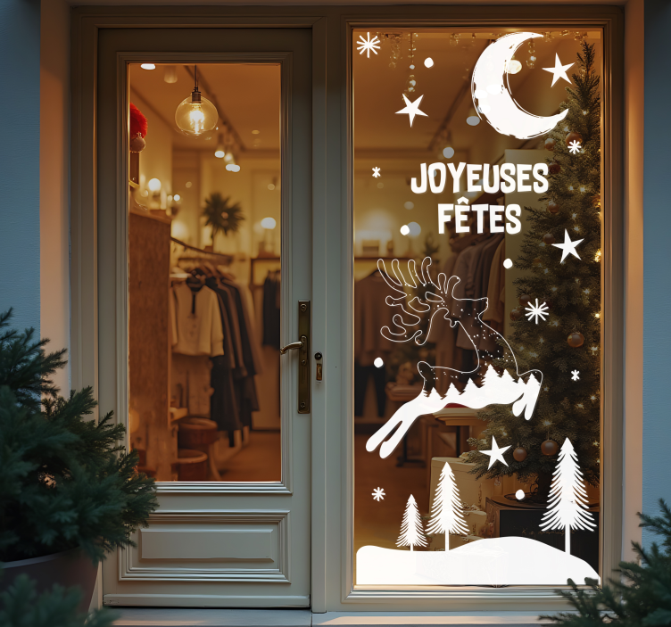 Sticker vitrine décor de noël pour les portes - TenStickers