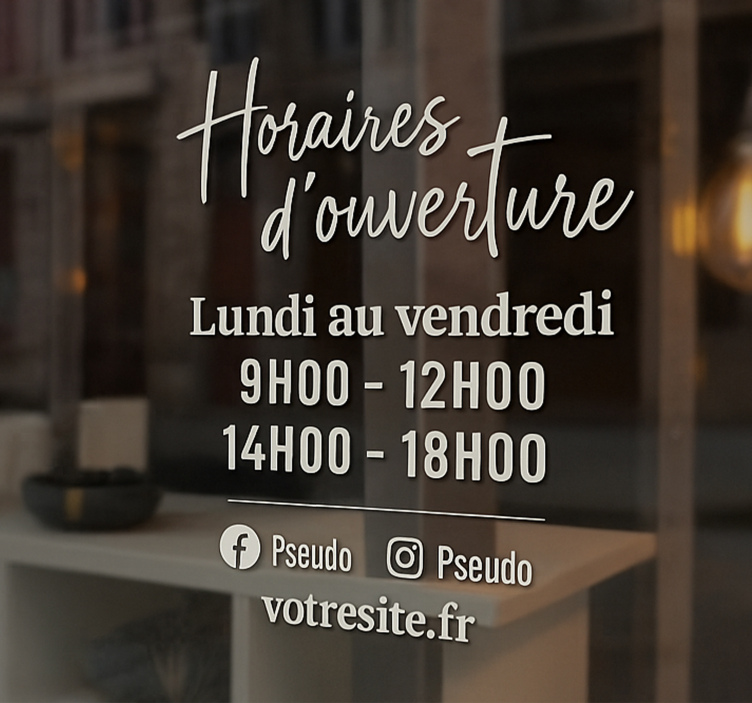 Sticker vitrine heures d'ouverture personnalisées - TenStickers
