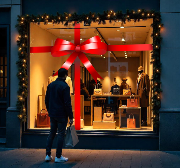 Sticker vitrine noeud cadeau - TenStickers