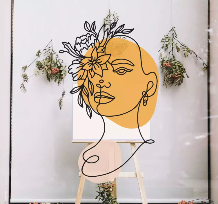 Sticker vitrine portrait floral élégant - TenStickers