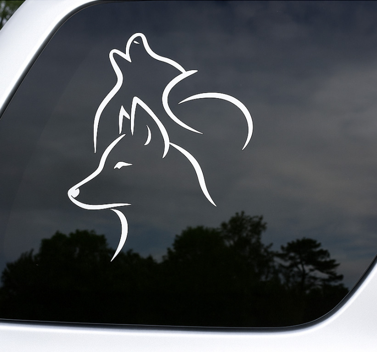 Sticker voiture dessin de loup - TenStickers