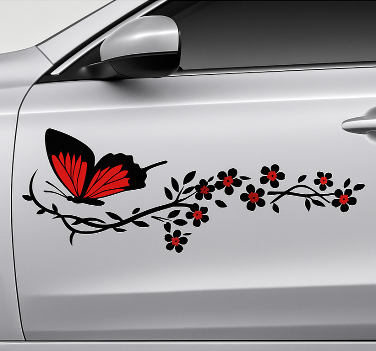 Sticker voiture effet papillon noir rouge - TenStickers