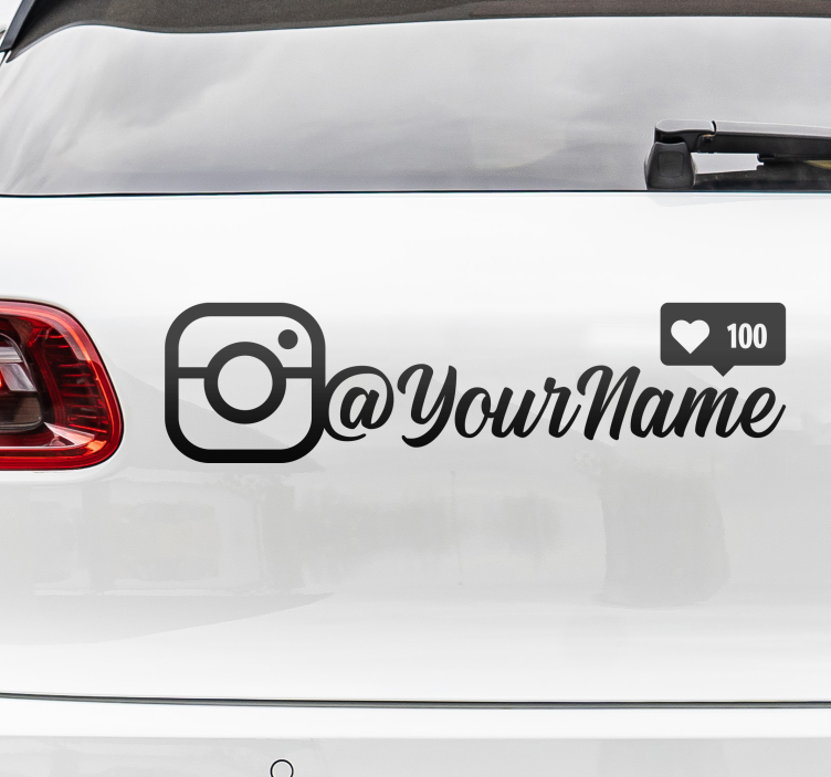 Sticker voiture nom instagram personnalisé style jeune - TenStickers