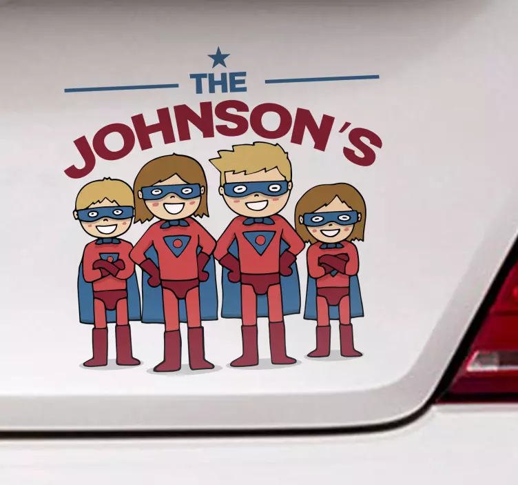 Autocollant voiture personnalisé Super famille - TenStickers