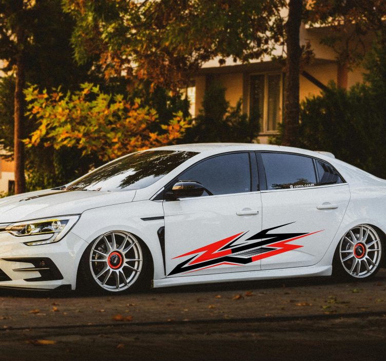 Sticker pour voiture style de course latérale bicolore - TenStickers