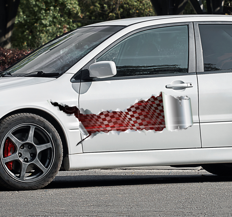 Sticker voiture tôle déchirée course - TenStickers