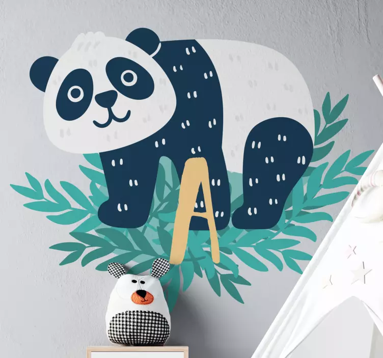 Stickers Bébé Panda heureux avec initiale - TenStickers