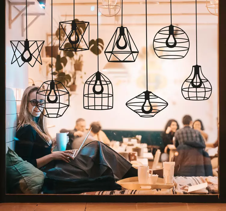 Sticker fenêtre motif silhouette de lampes - TenStickers