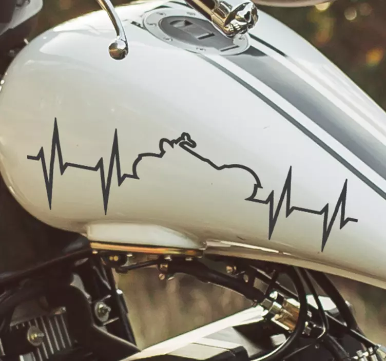 Sticker moto personnalisé heartbeat - TenStickers