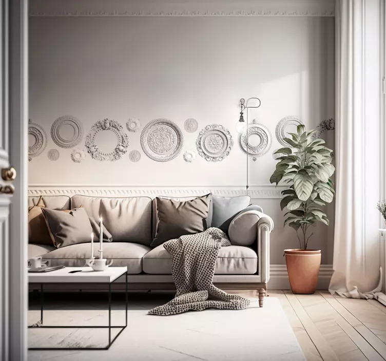 Sticker frise moulures circulaires classiques - TenStickers