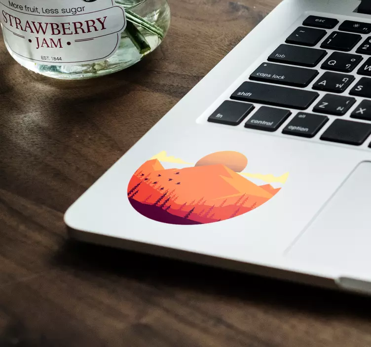 Sticker ordinateur montagnes oranges - TenStickers