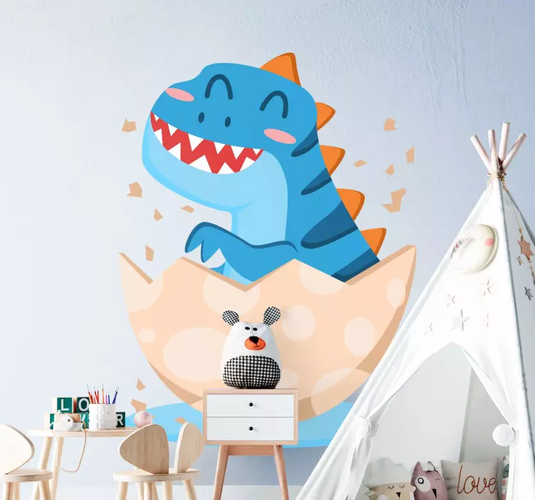 stickers dinosaure Bébé dino sortant de l'oeuf - TenStickers