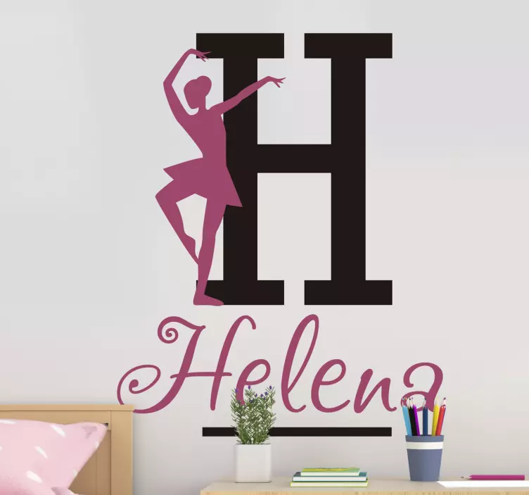 N fille de danseuse de ballet avec nom autocollant de danse - TenStickers