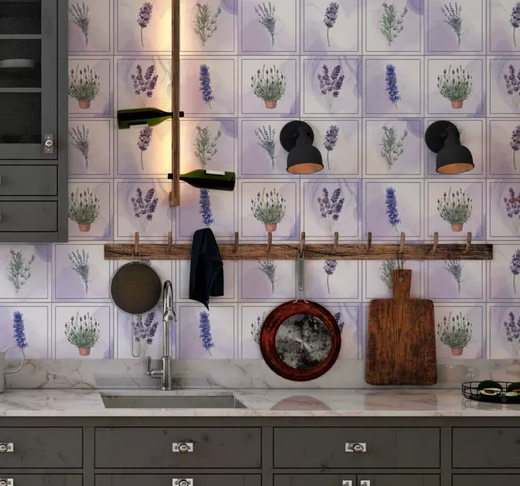 Sticker cuisine - Carrelage adhésif motifs provençaux - TenStickers