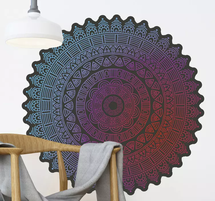 Stickers fleurs Mandala bleu rouge - TenStickers