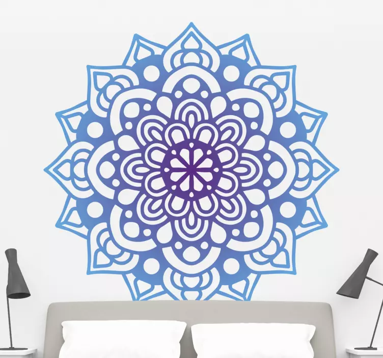 stickers fleurs Mandala dans les tons bleus - TenStickers