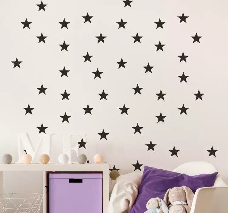 Sticker chambre enfant pack étoiles monochrome - TenStickers