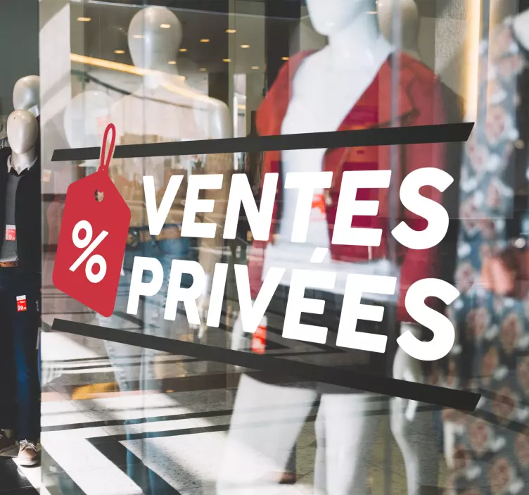 Sticker vitrine soldes ventes privées et étiquette - TenStickers