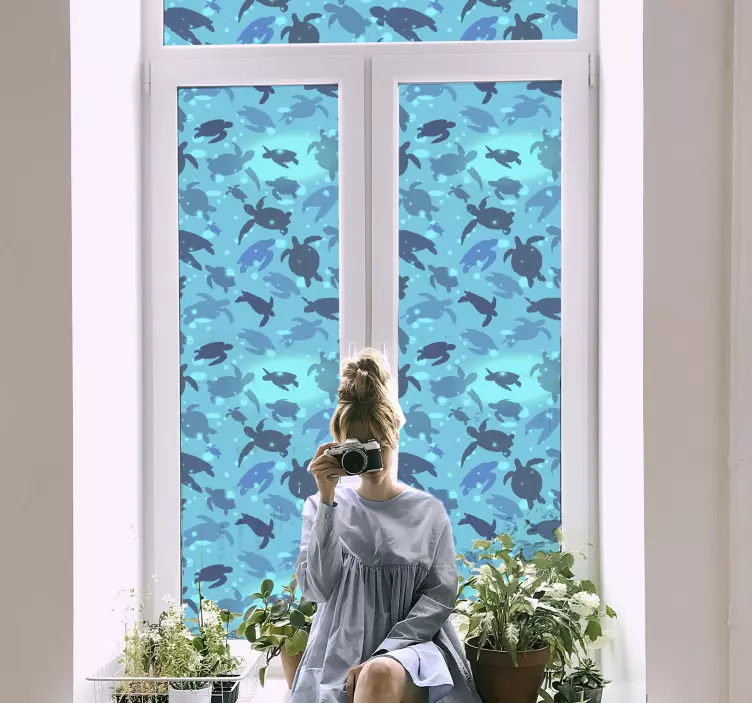 Sticker fenêtre motif de tortues marines - TenStickers