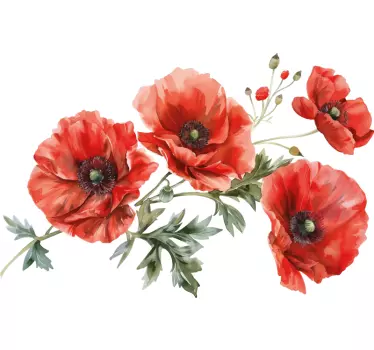 Sticker mural chambre fleurs de pavot - TenStickers