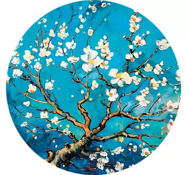 Sticker chambre motif rond bleu de fleurs - TenStickers