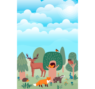 Film occultant fenêtre scène d'animaux de la forêt - TenStickers