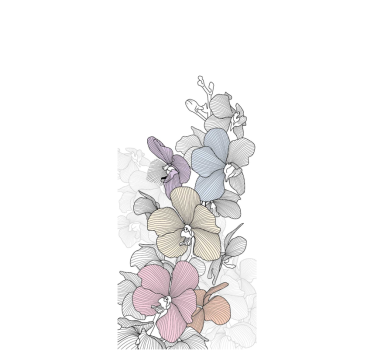 sticker pour porte placard ligne de couleurs fleurs - TenStickers
