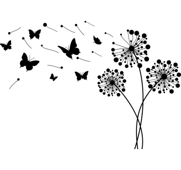 Sticker mural salon zen pissenlits et papillons - TenStickers