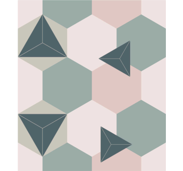 sticker pour porte placard hexagones roses et verts - TenStickers