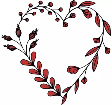 Sticker amour motif floral en forme de cœur - TenStickers