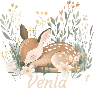 Sticker chambre enfant cerf endormi avec nom - TenStickers