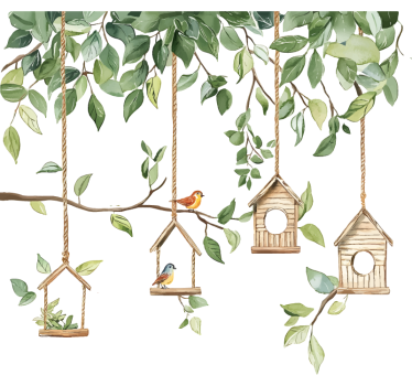Sticker mural sanctuaire d'oiseaux - TenStickers
