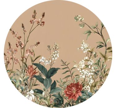 Sticker mural sanctuaire floral cercle beige - TenStickers