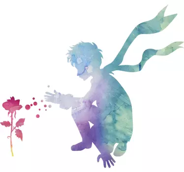 Sticker chambre enfant bébé Petit Prince et rose aquarelle - TenStickers