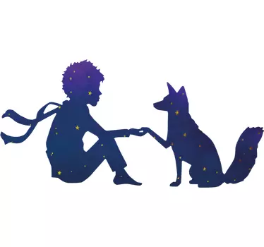 Sticker chambre bébé silhouette Petit Prince et renard - TenStickers
