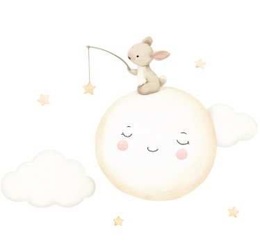 Sticker chambre enfant lapin sur la lune - TenStickers
