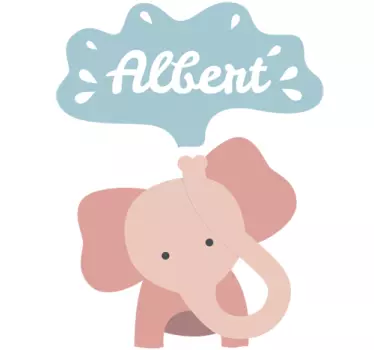 Sticker chambre bébé petit éléphant personnalisable - TenStickers