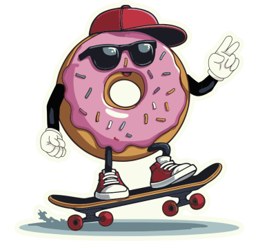 Sticker ordinateur patineur donat - TenStickers