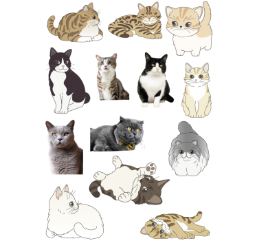 Sticker ordinateur ensemble d'autocollants petits chats - TenStickers
