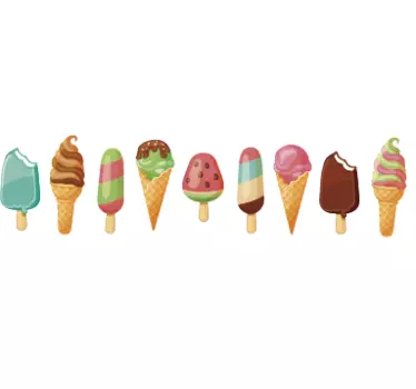 Stickers cuisine - Frise murale adhésive glaces et sorbets - TenStickers