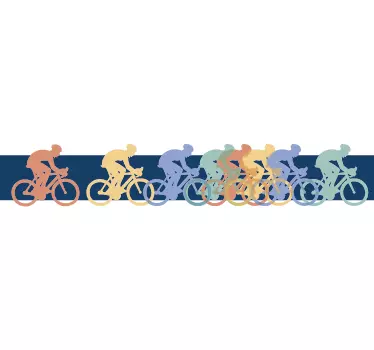 Sticker frise silhouettes cycliste - TenStickers