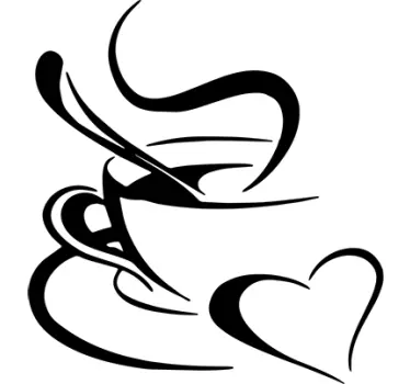 Sticker cuisine tasse de café cœur - TenStickers