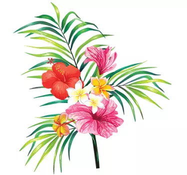 Sticker mural salon fleurs bouquet tropical - TenStickers